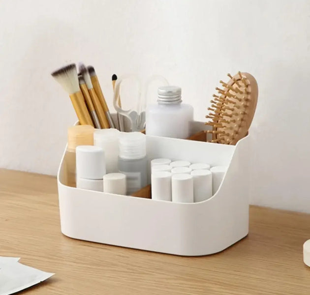 Desk Storage Box Office Supplies Box Makeup Cosmetic Desktop Organizer Plastic Storage Dividing Box for Office Living Room