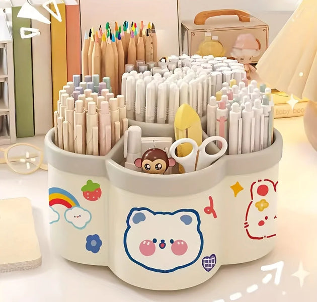 1 piece of 360 ° rotating pen holder - multifunctional office desk organizer, suitable for makeup pens and student stationery